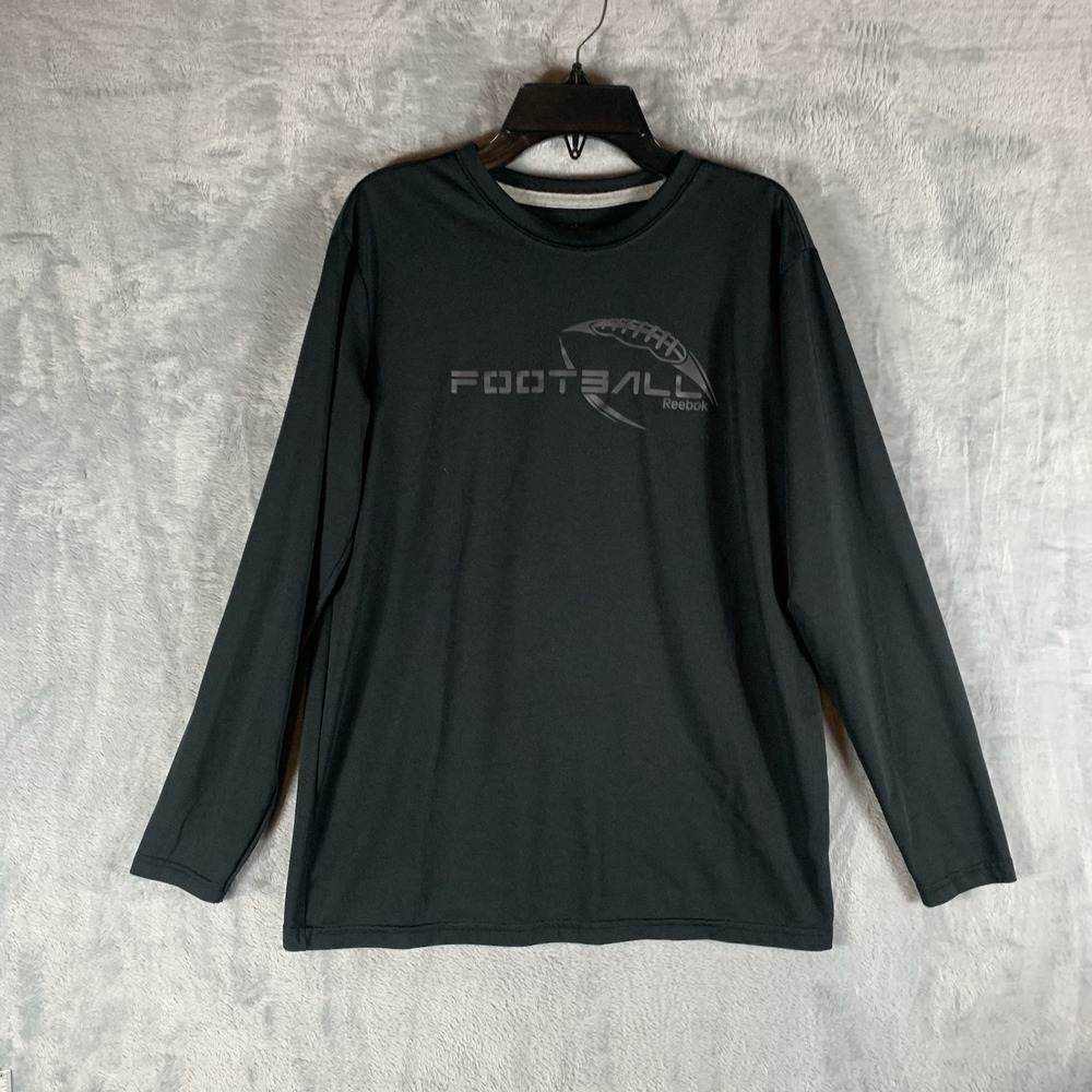 Reebok Boy's Shirt L 14-16 Football Black Performance‎ Long Sleeve Baselayer
